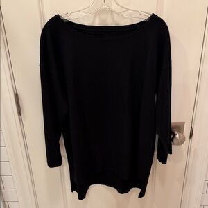 Eileen Fisher Classic Black Boatneck Long Sleeve Top